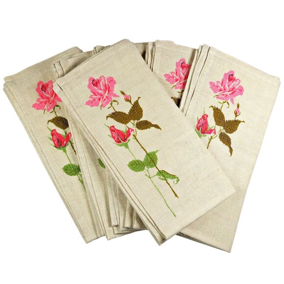 Peerless Prints Other - Peerless Prints Americana Rose Napkins, Set of 6, Mid-Century Table Linens